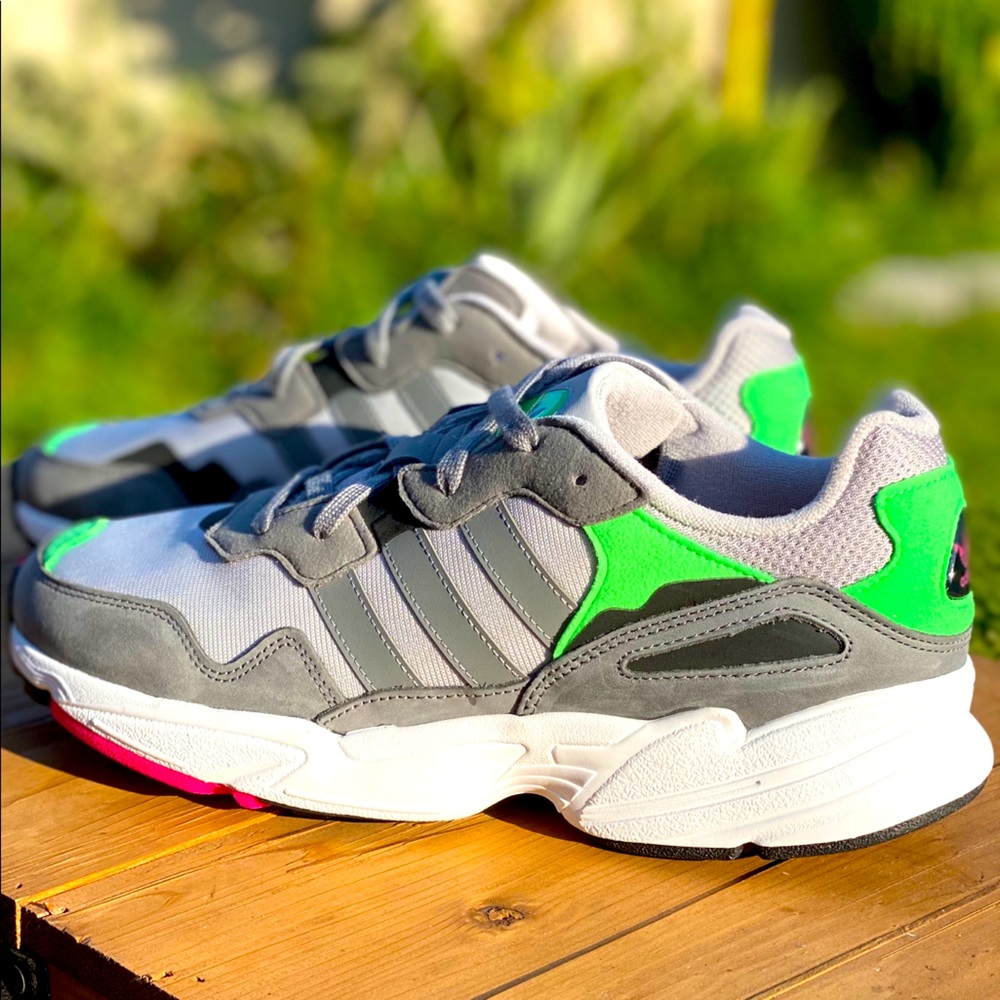 Adidas Yung-96 Grey/Green-Pink Men's Size 10 1/2